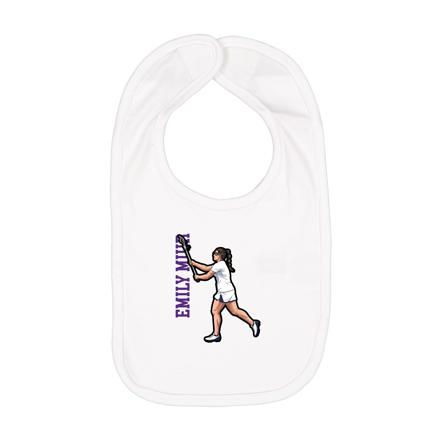 Infant Bib — Name Vertical in White