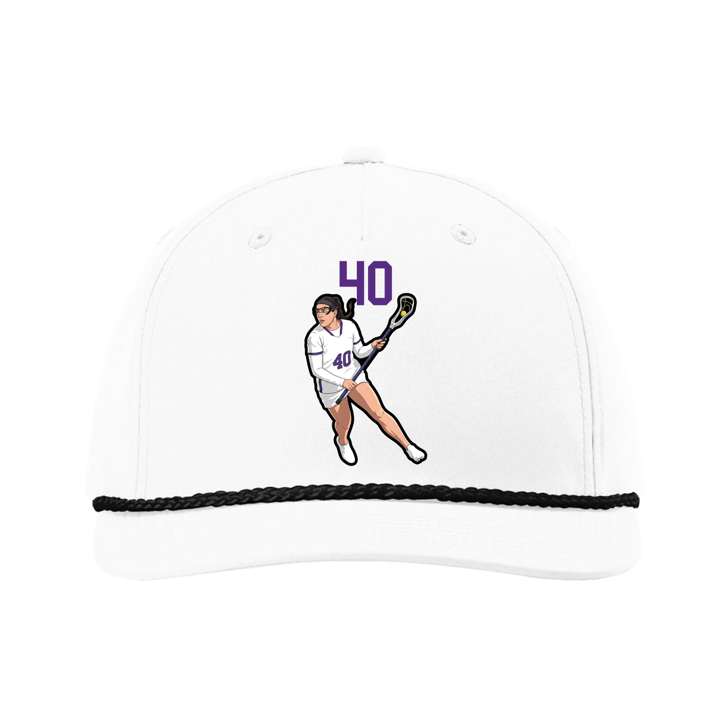 Five-Panel Classic Rope Cap — Number Top in White