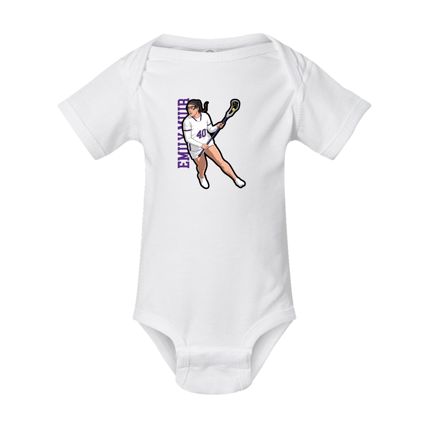 Baby Onesie — Name Vertical in White