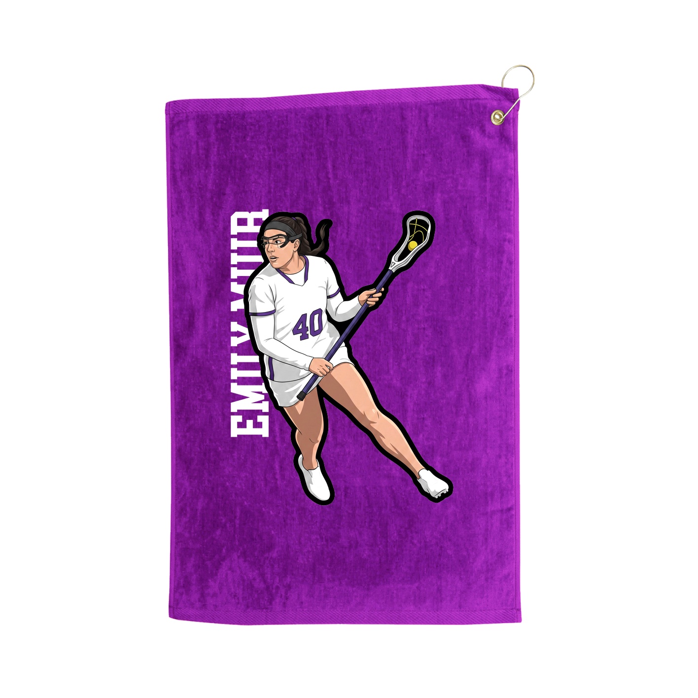 Golf Towel — Name Vertical in Purple