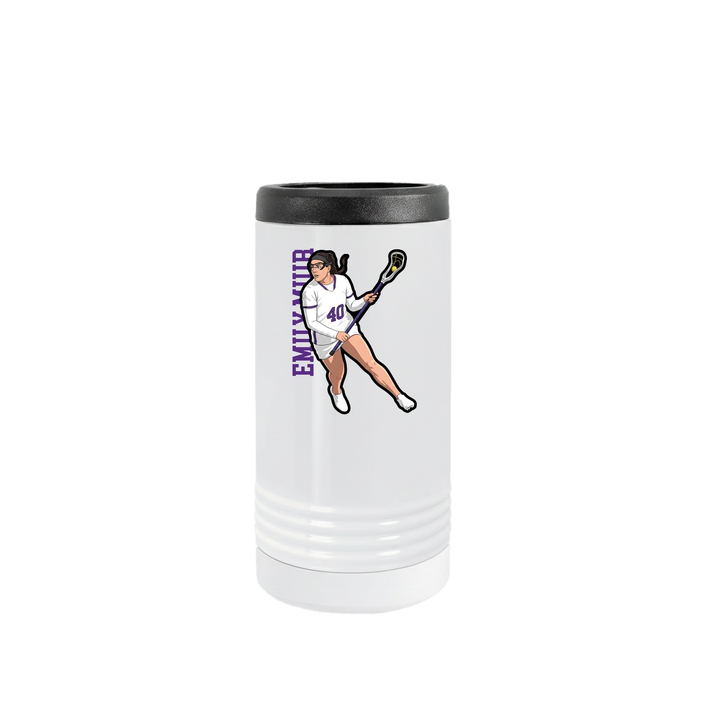 Slim Beverage Holder — Name Vertical in White