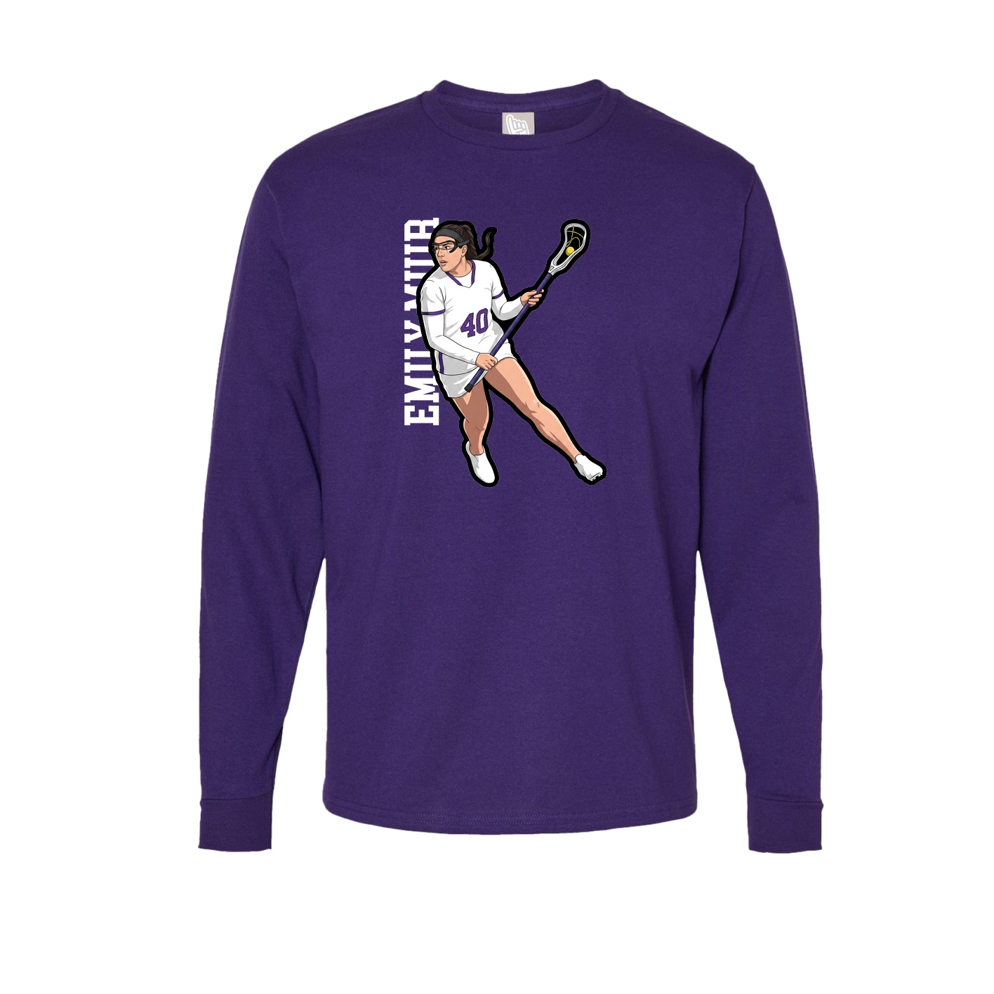 Long Sleeve Tee — Name Vertical in Purple