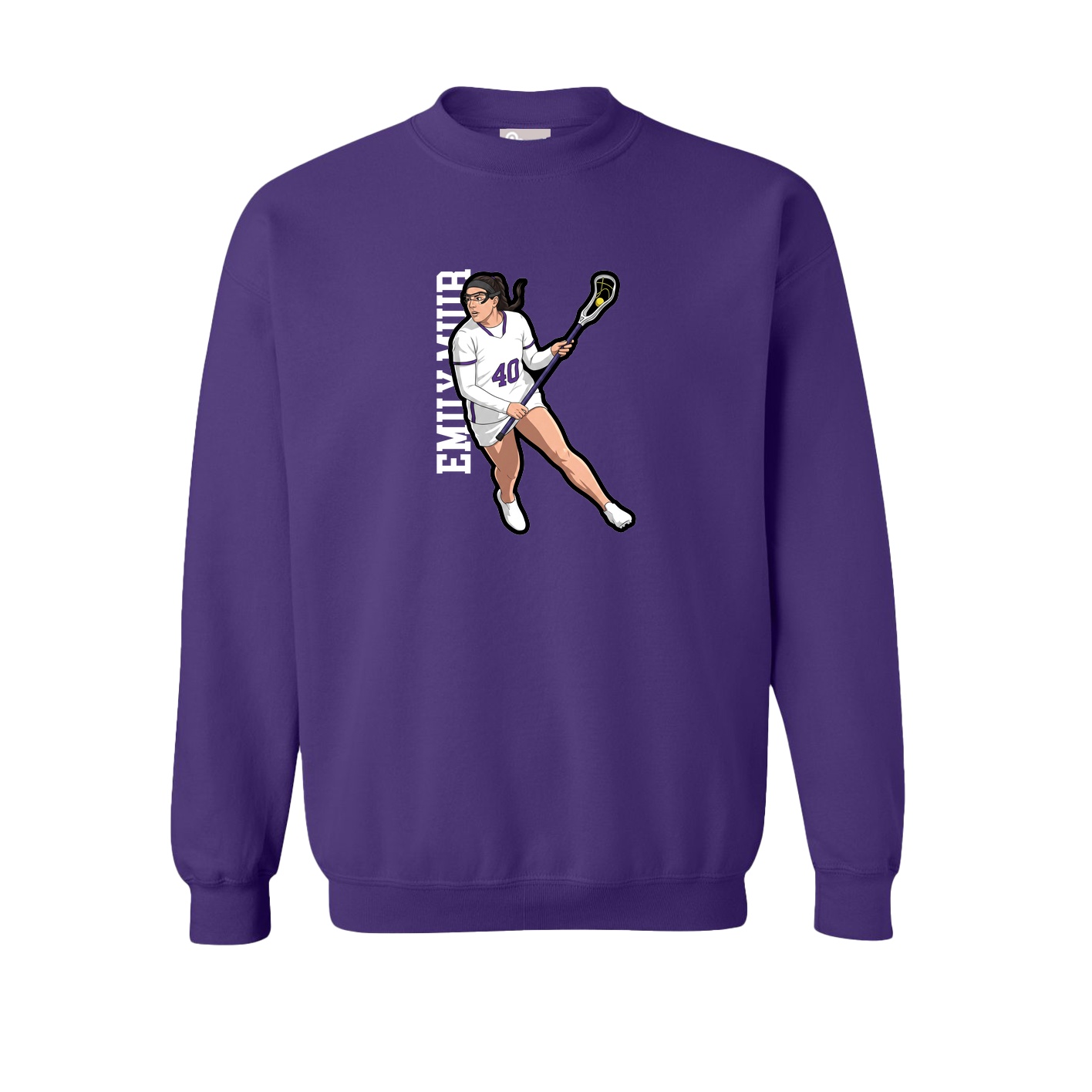 Fleece Crew — Name Vertical in Purple