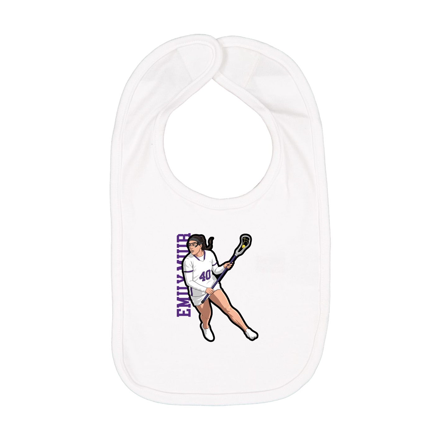 Infant Bib — Name Vertical in White