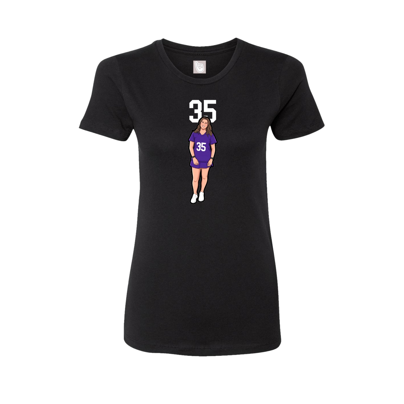 Fitted Women's Tee — Number Top in Black