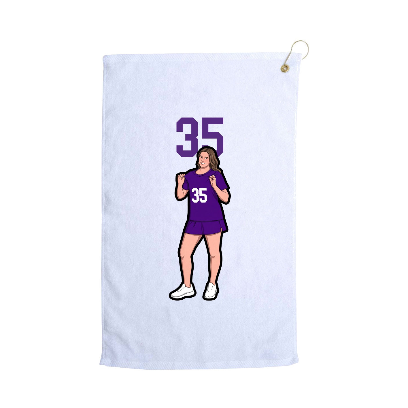 Golf Towel — Number Top in White