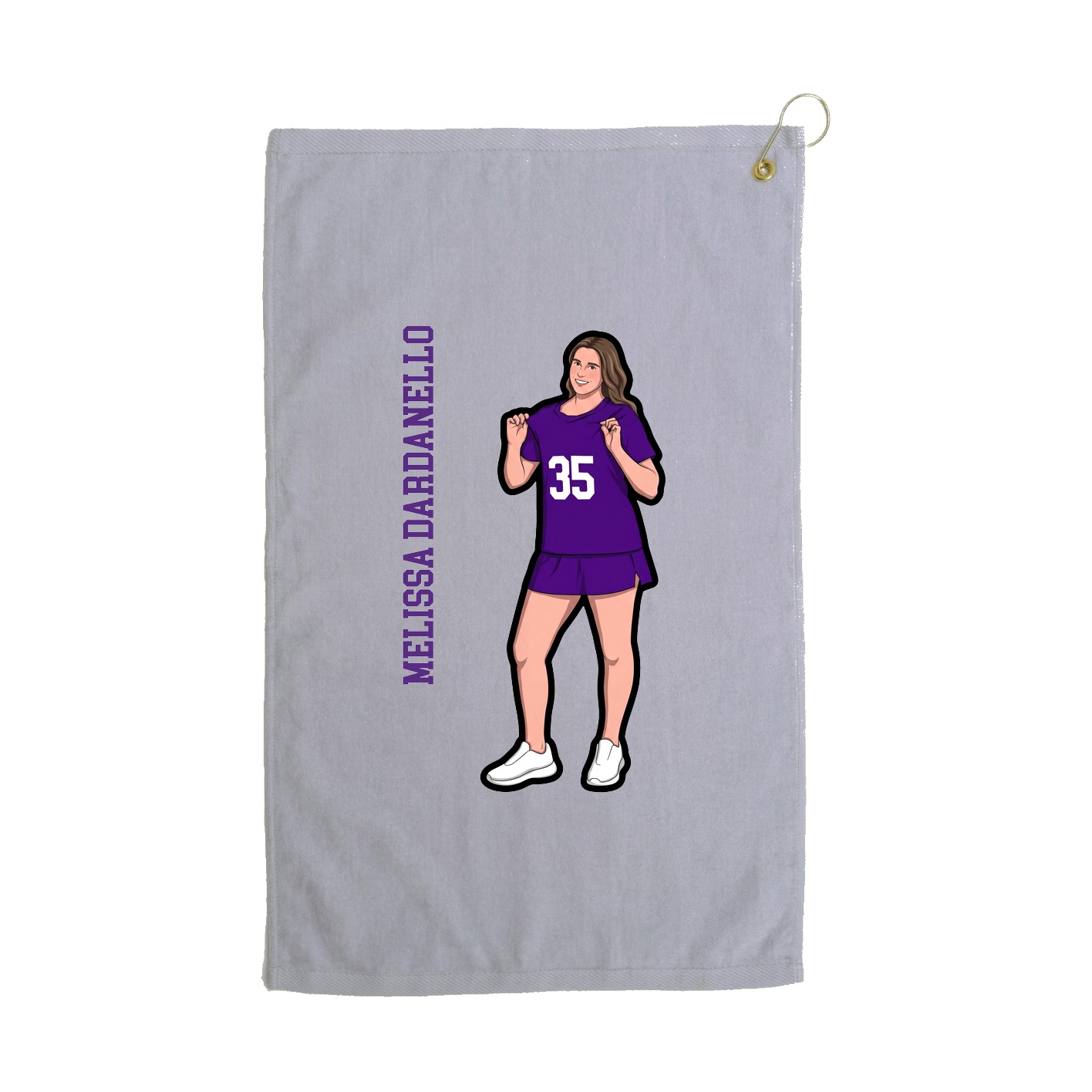 Golf Towel — Name Vertical in Grey