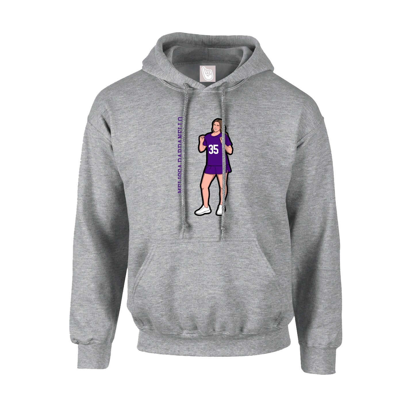 Youth Hoodie — Name Vertical in Grey