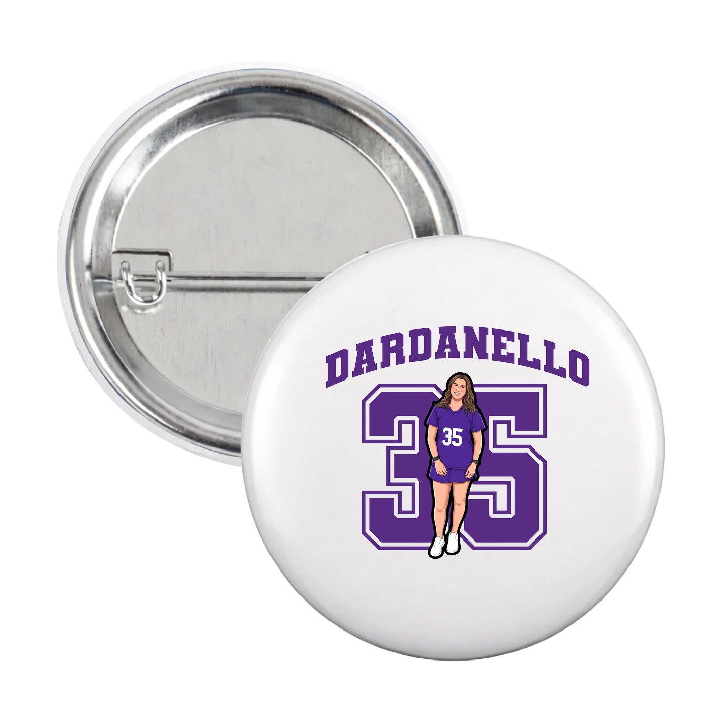 Game Day Button — Number in White