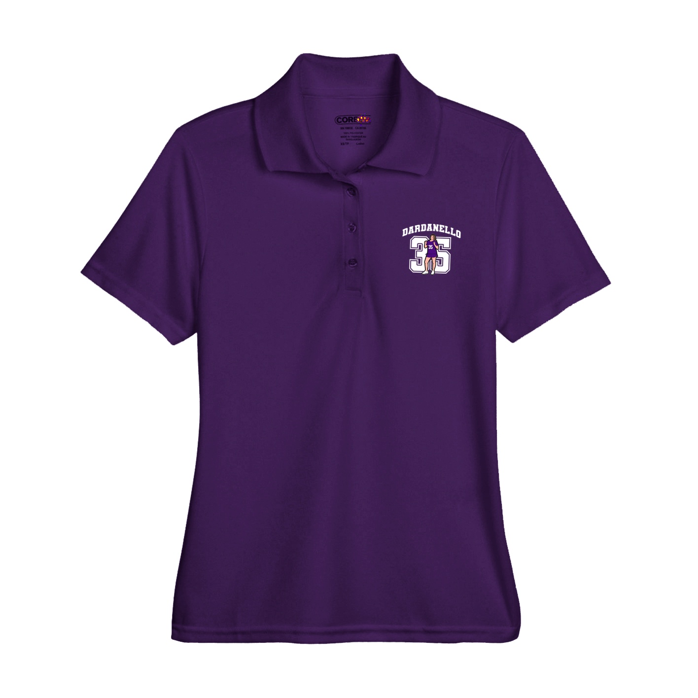 Womens Performance Polo — Number in Purple