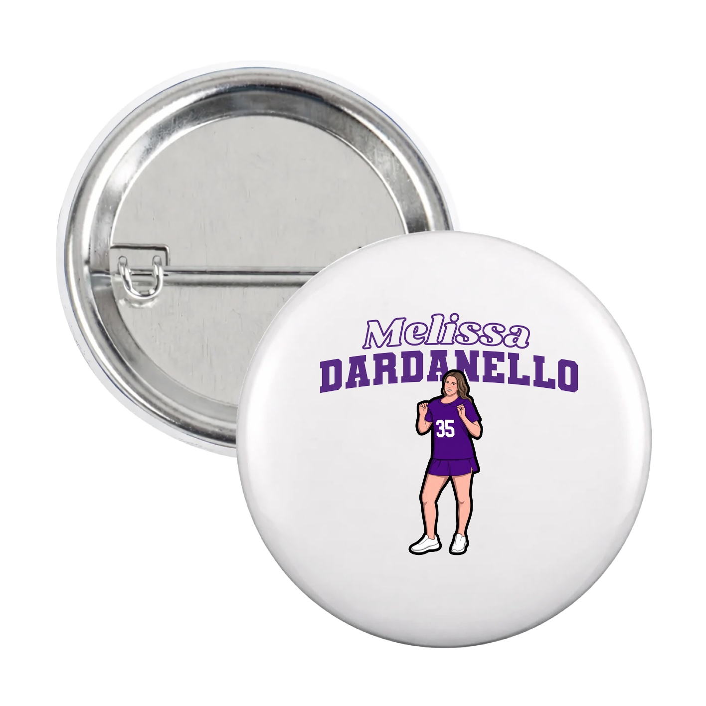 Game Day Button — Name Arch in White