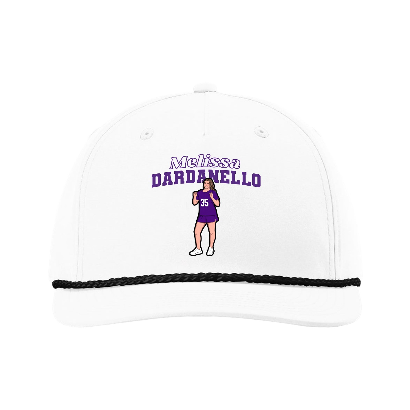 Five-Panel Classic Rope Cap — Name Arch in White