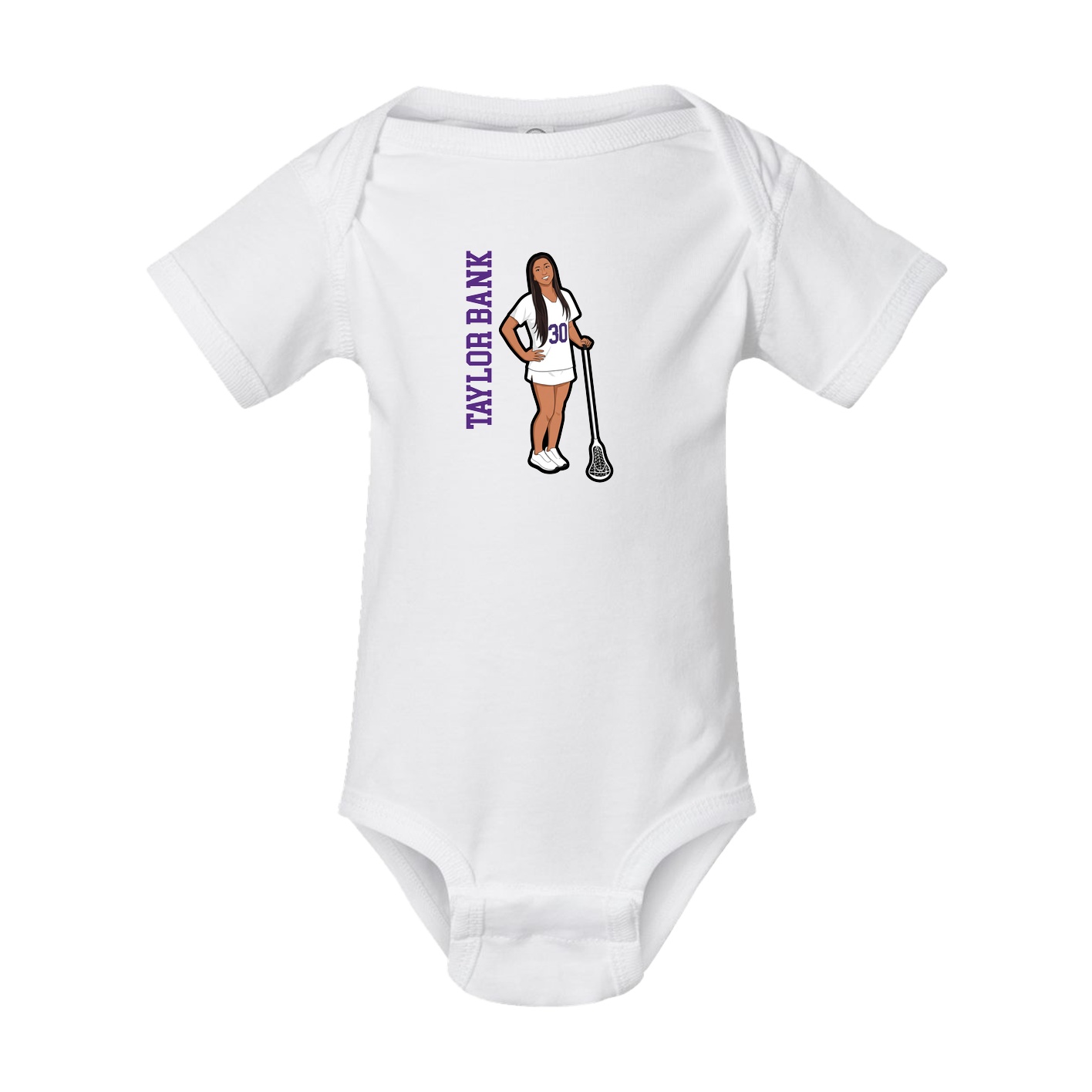 Baby Onesie — Name Vertical in White
