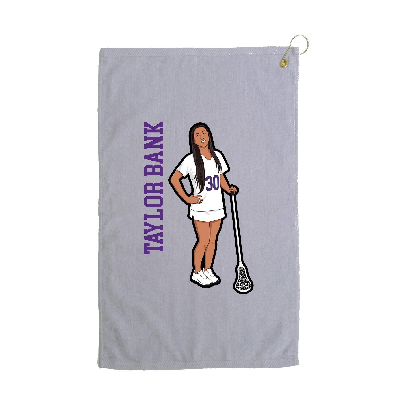 Golf Towel — Name Vertical in Grey
