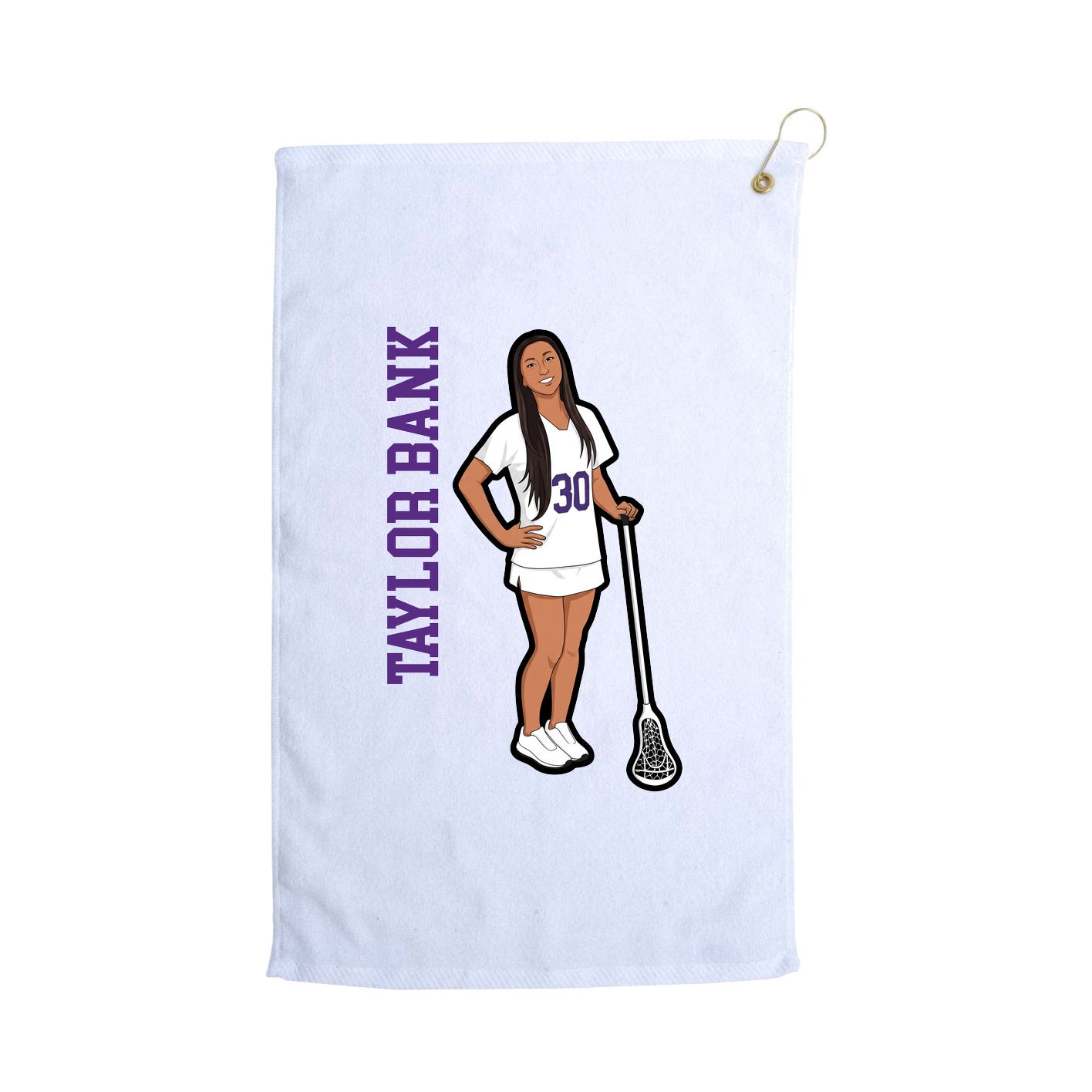 Golf Towel — Name Vertical in White