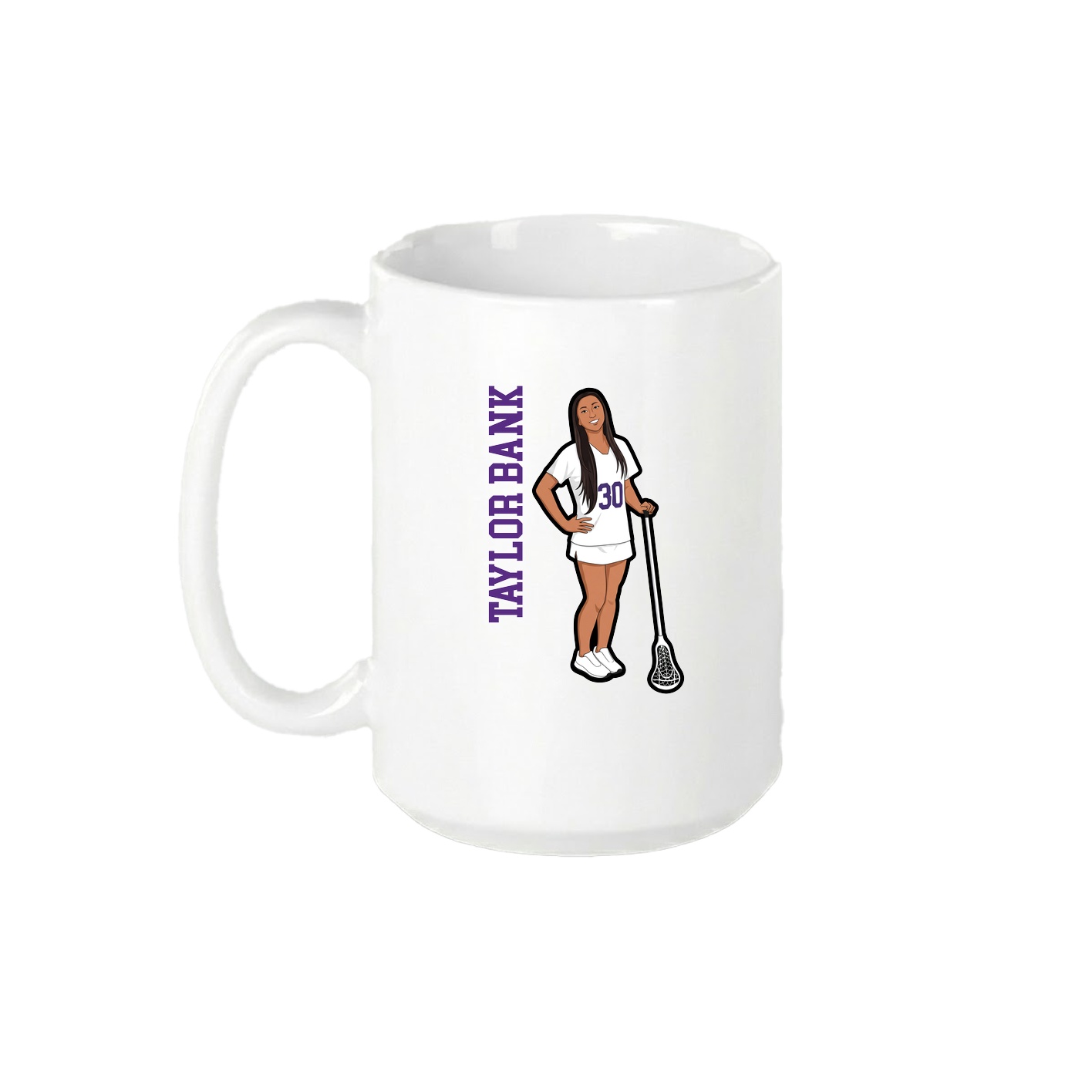 15oz Coffee Mug — Name Vertical in White