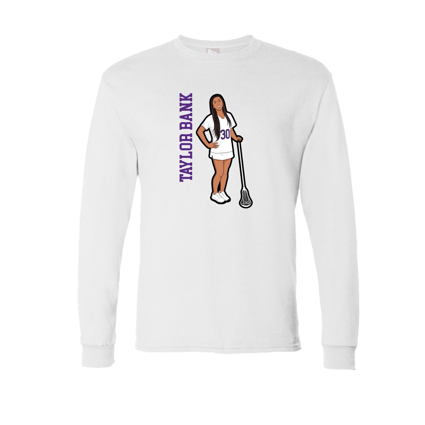 Long Sleeve Tee — Name Vertical in White
