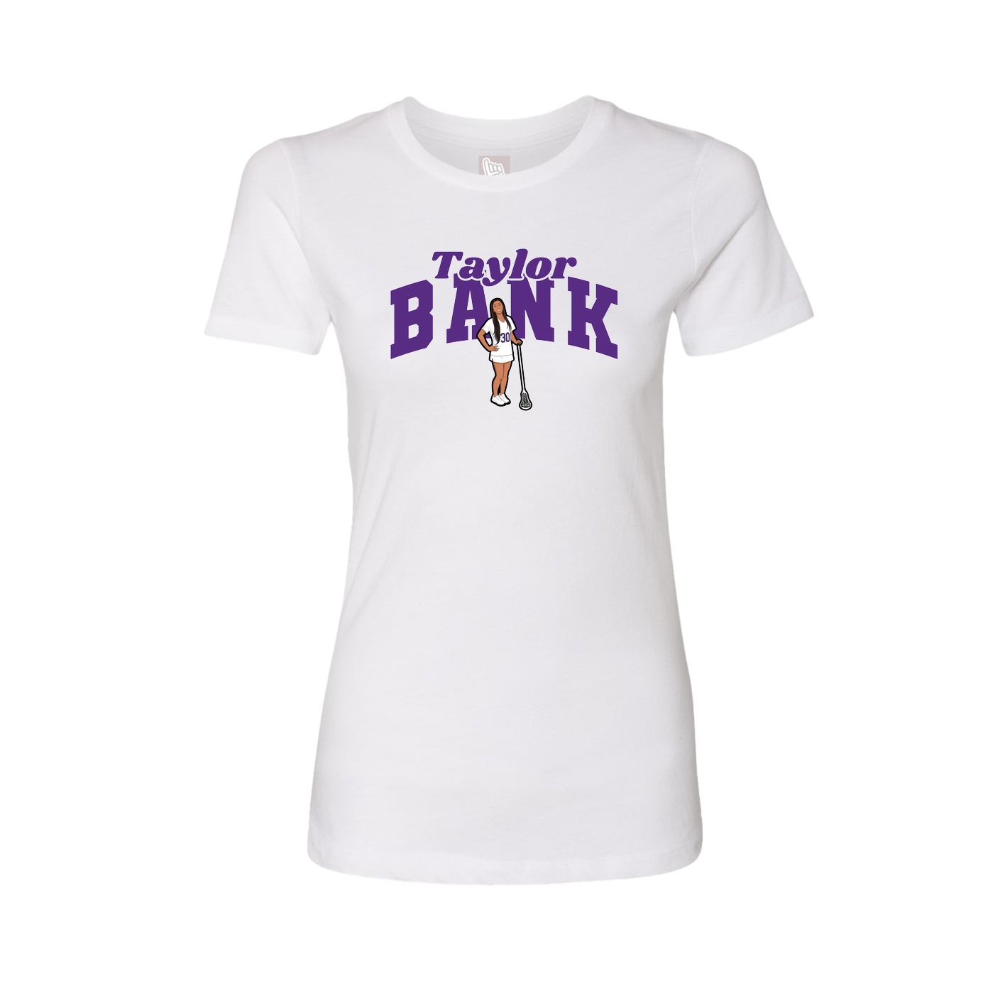 Fitted Women's Tee — Signature Arch in White