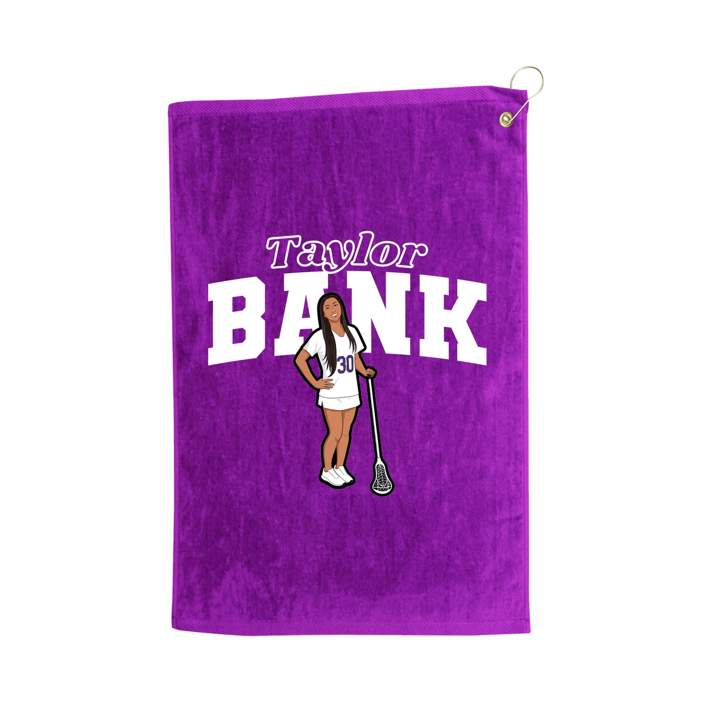 Golf Towel — Name Arch in Purple