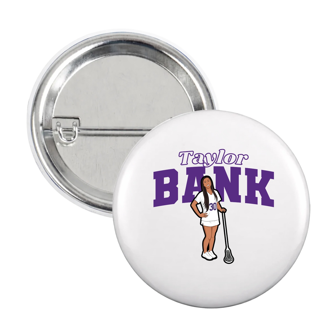 Game Day Button — Name Arch in White