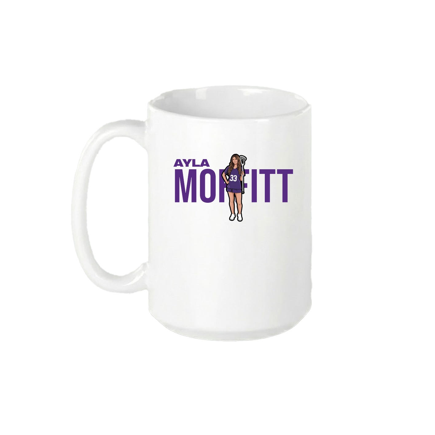 15oz Coffee Mug — Player Name in White