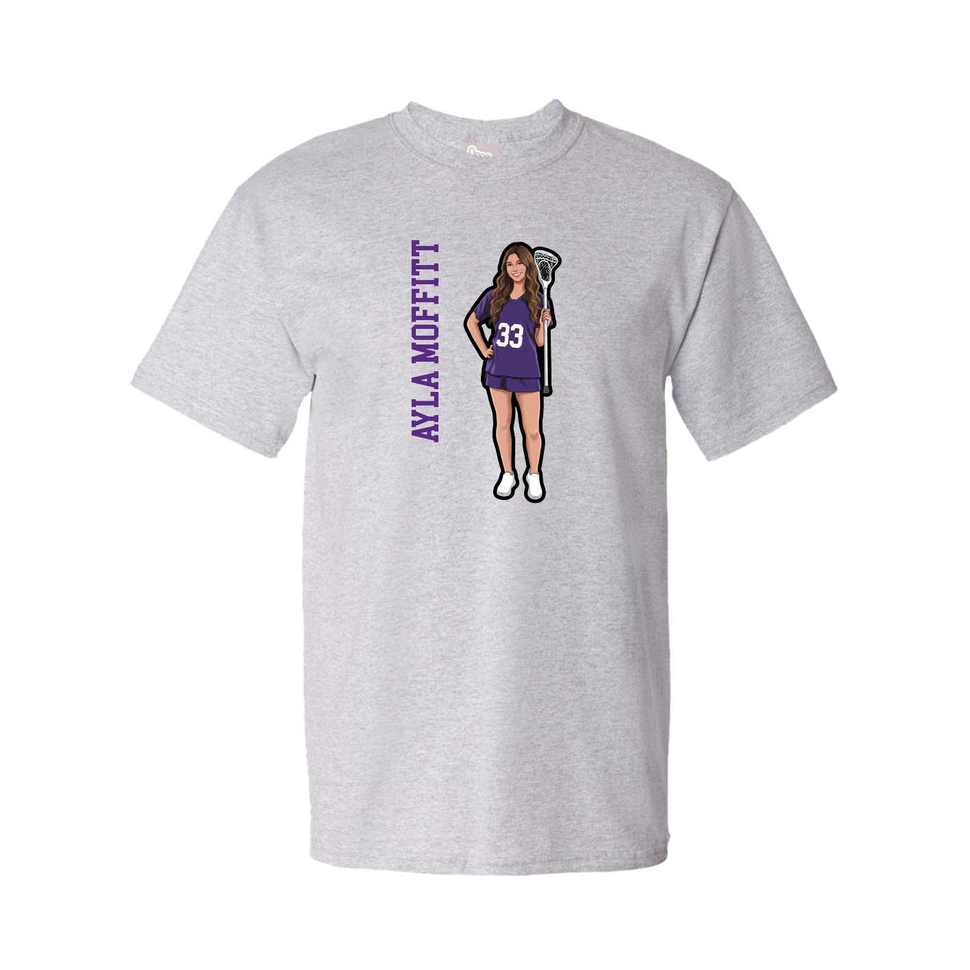 Youth Tee — Name Vertical in Grey