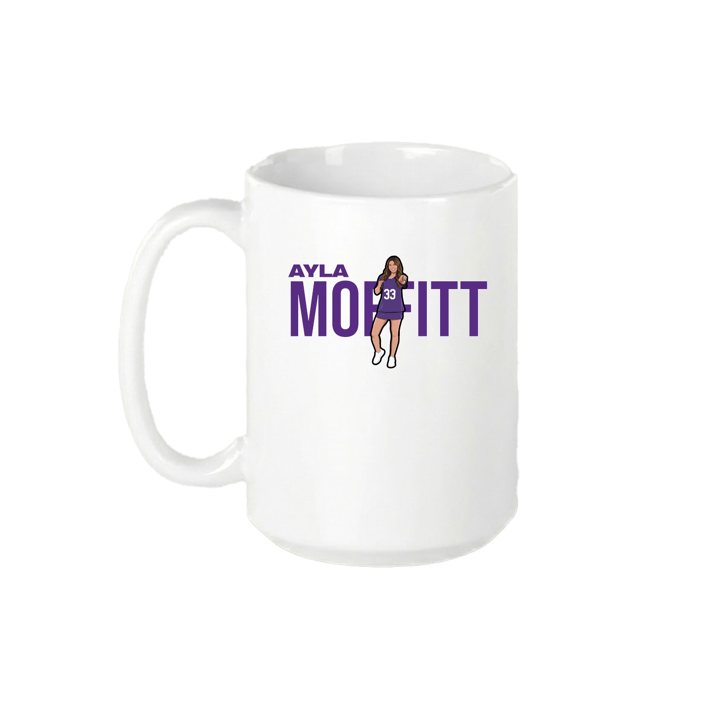 15oz Coffee Mug — Player Name in White