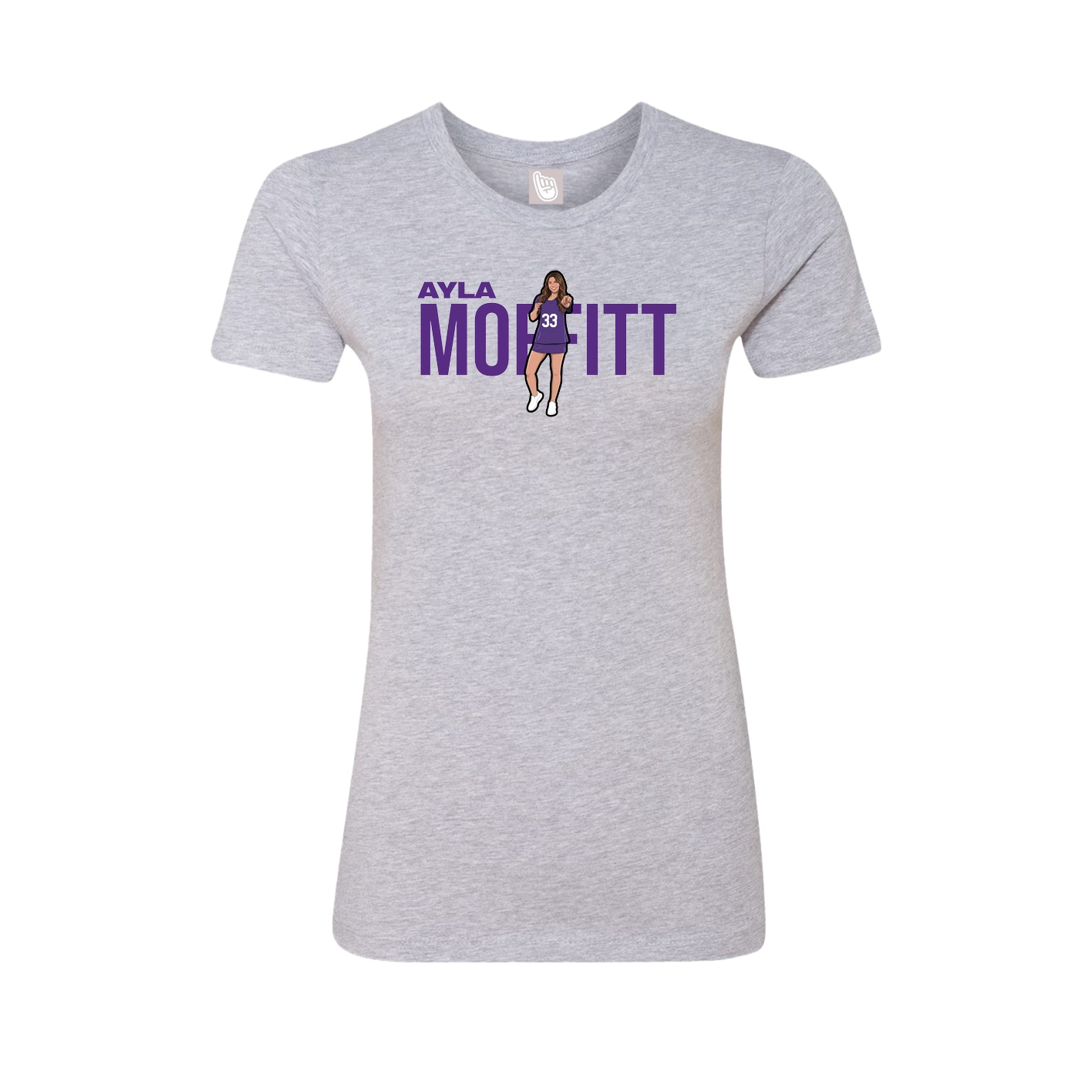 Fitted Women's Tee — Player Name in Grey