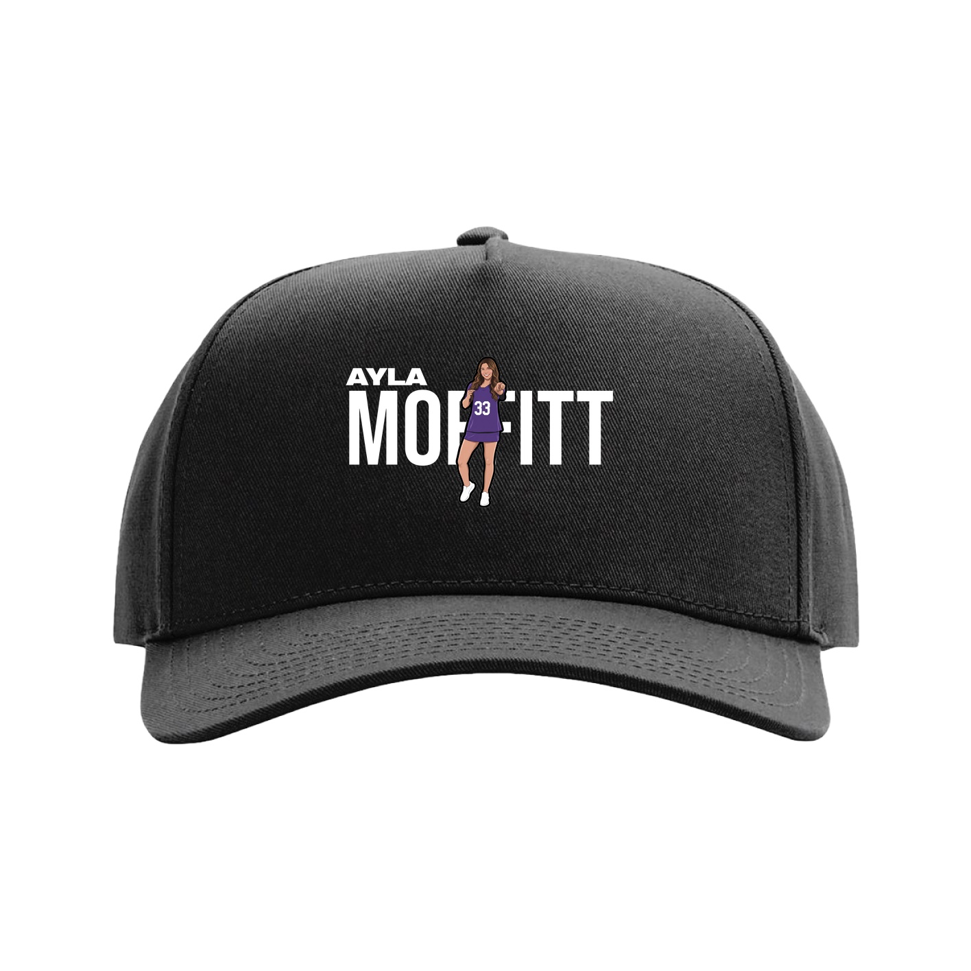 Full Fabric Five-Panel Champ Cap — Player Name in Black