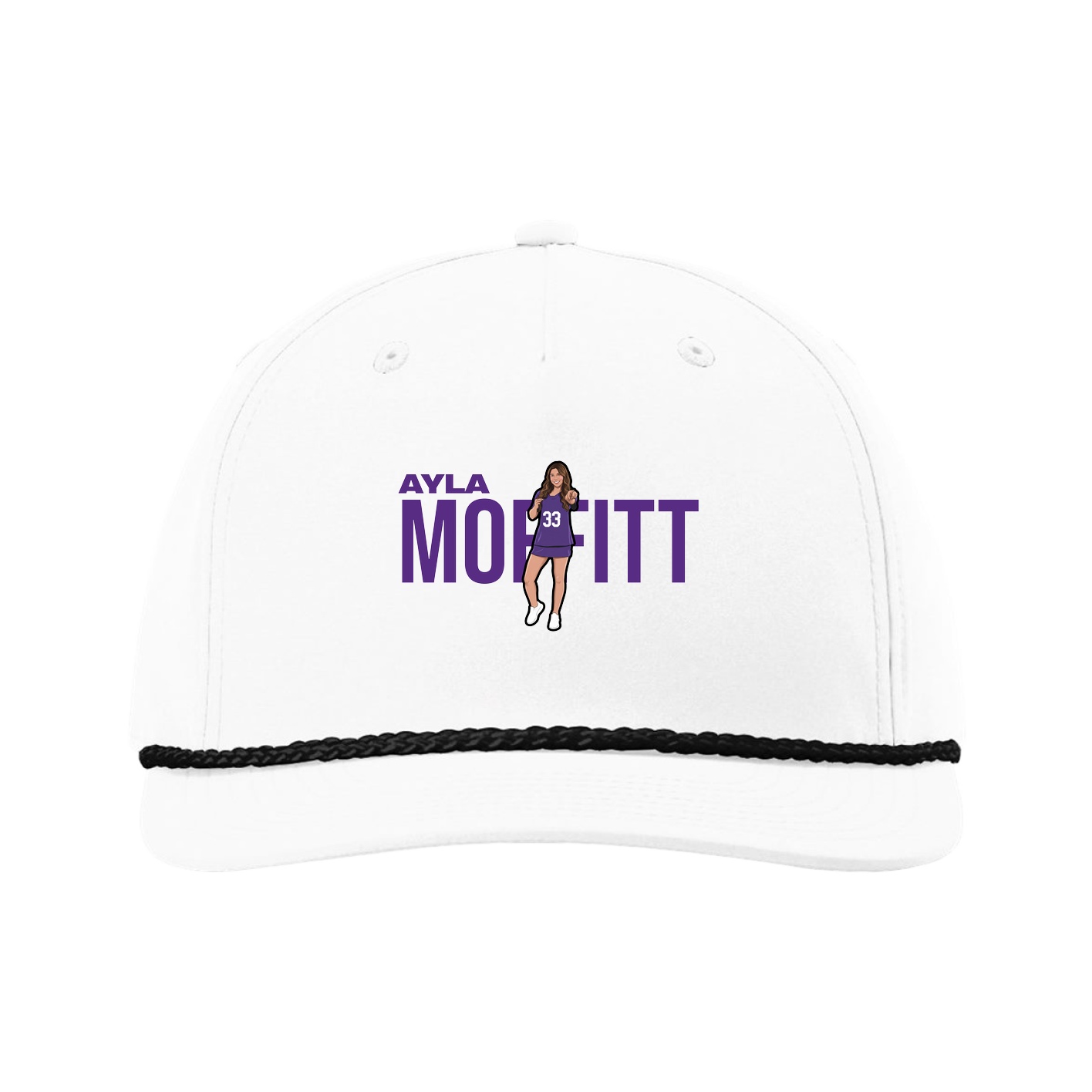 Five-Panel Classic Rope Cap — Player Name in White