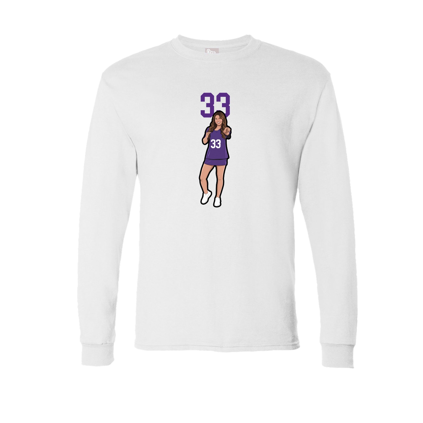 Long Sleeve Tee — Number Top in White