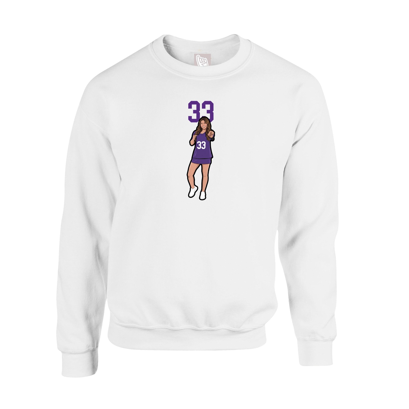 Fleece Crew — Number Top in White
