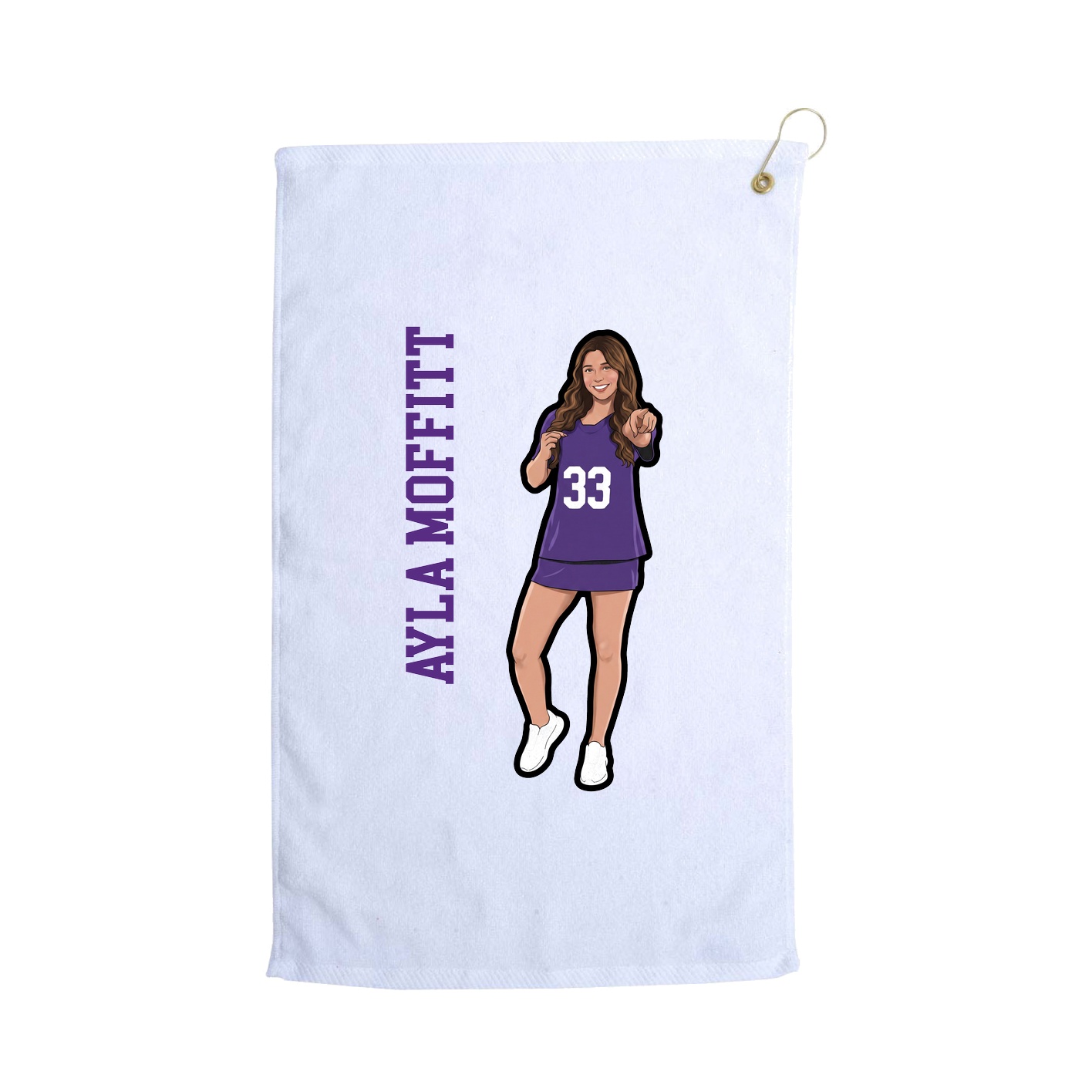 Golf Towel — Name Vertical in White