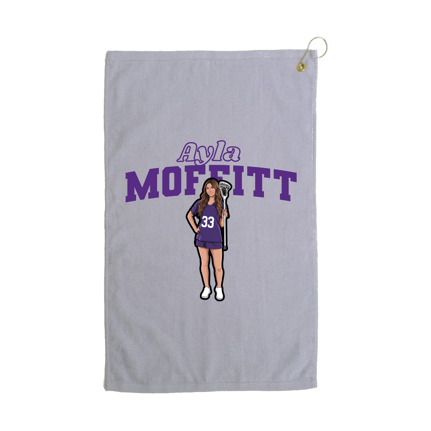 Golf Towel — Name Arch in Grey