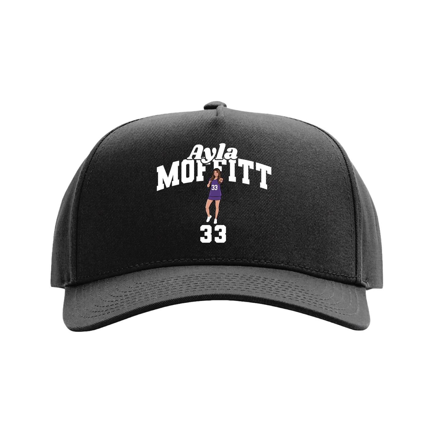 Full Fabric Five-Panel Champ Cap — Signature Arch in Black