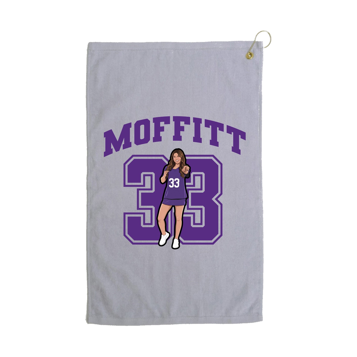 Golf Towel — Number in Grey