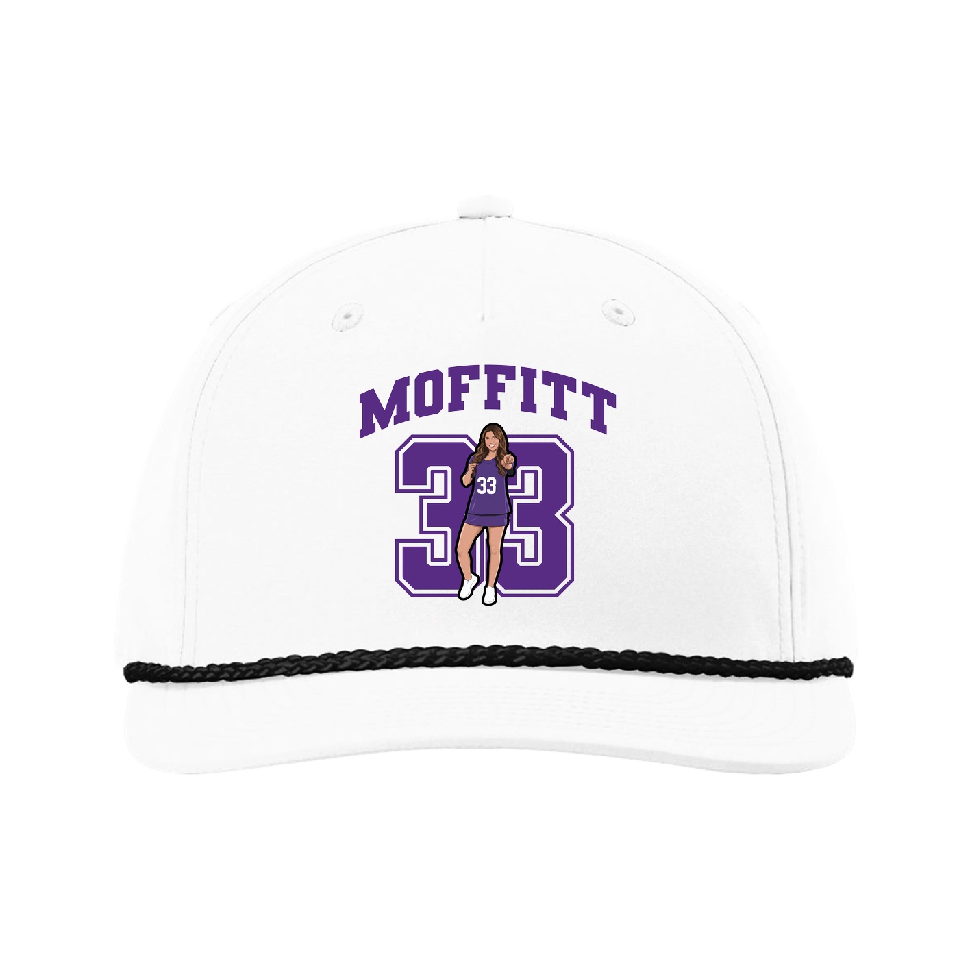 Five-Panel Classic Rope Cap — Number in White