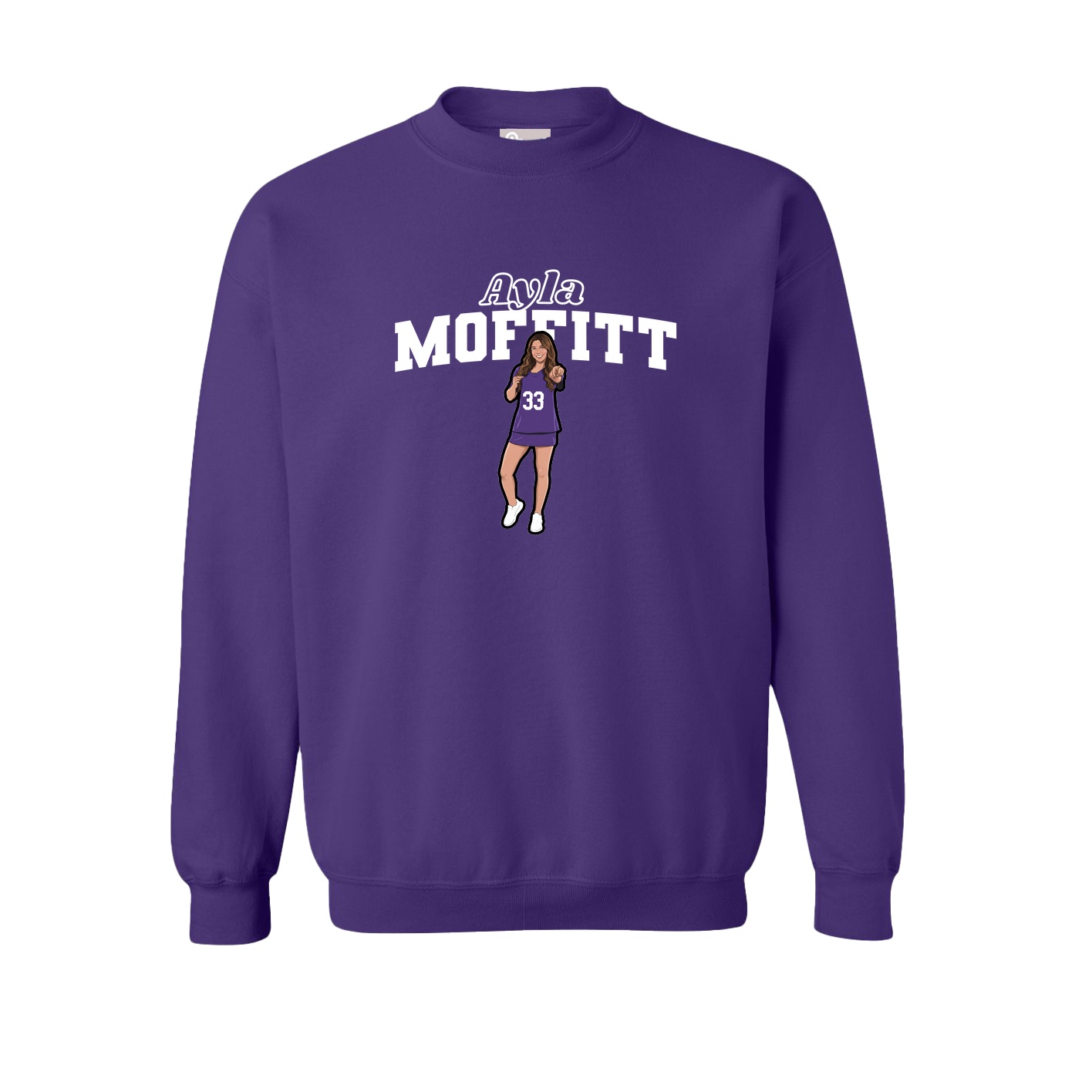 Fleece Crew — Name Arch in Purple