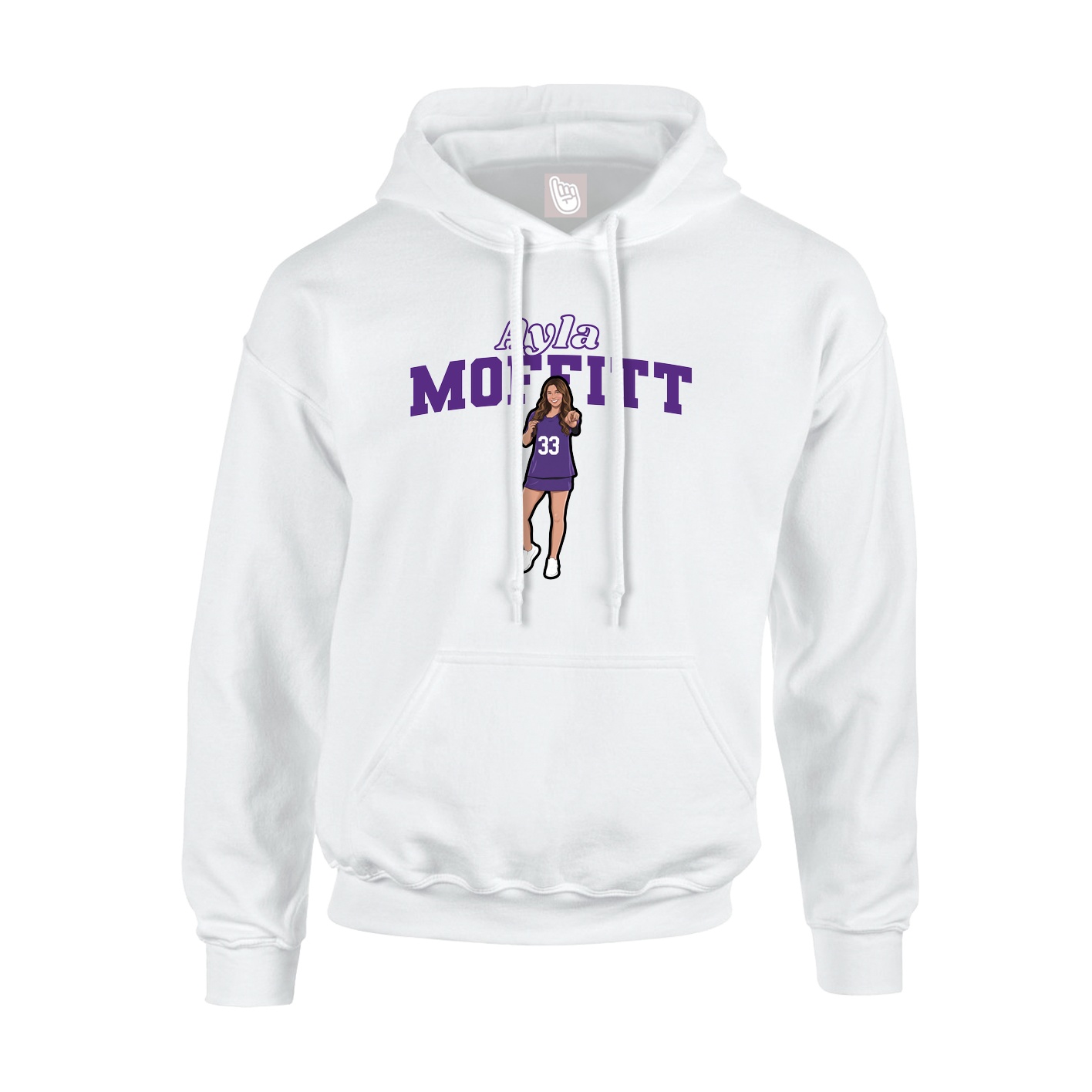 Youth Hoodie — Name Arch in White