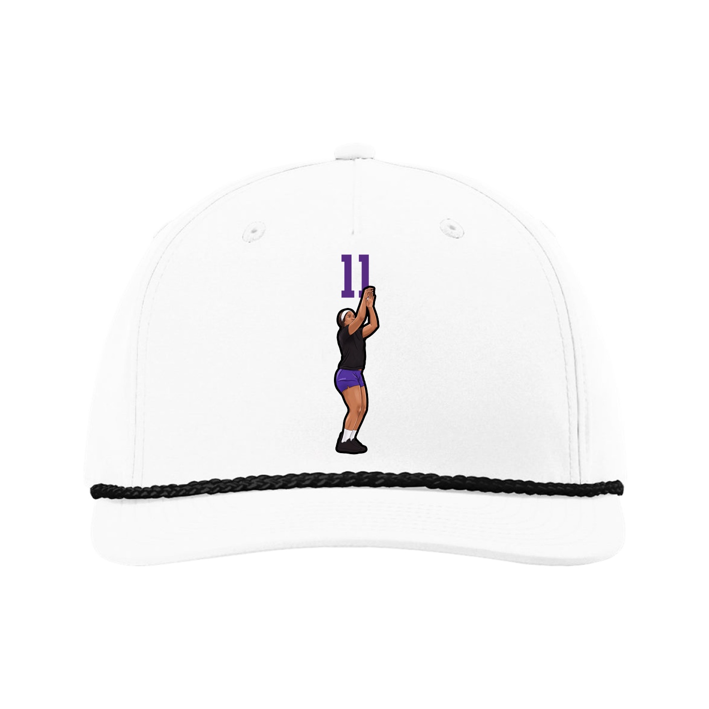 Five-Panel Classic Rope Cap — Number Top in White