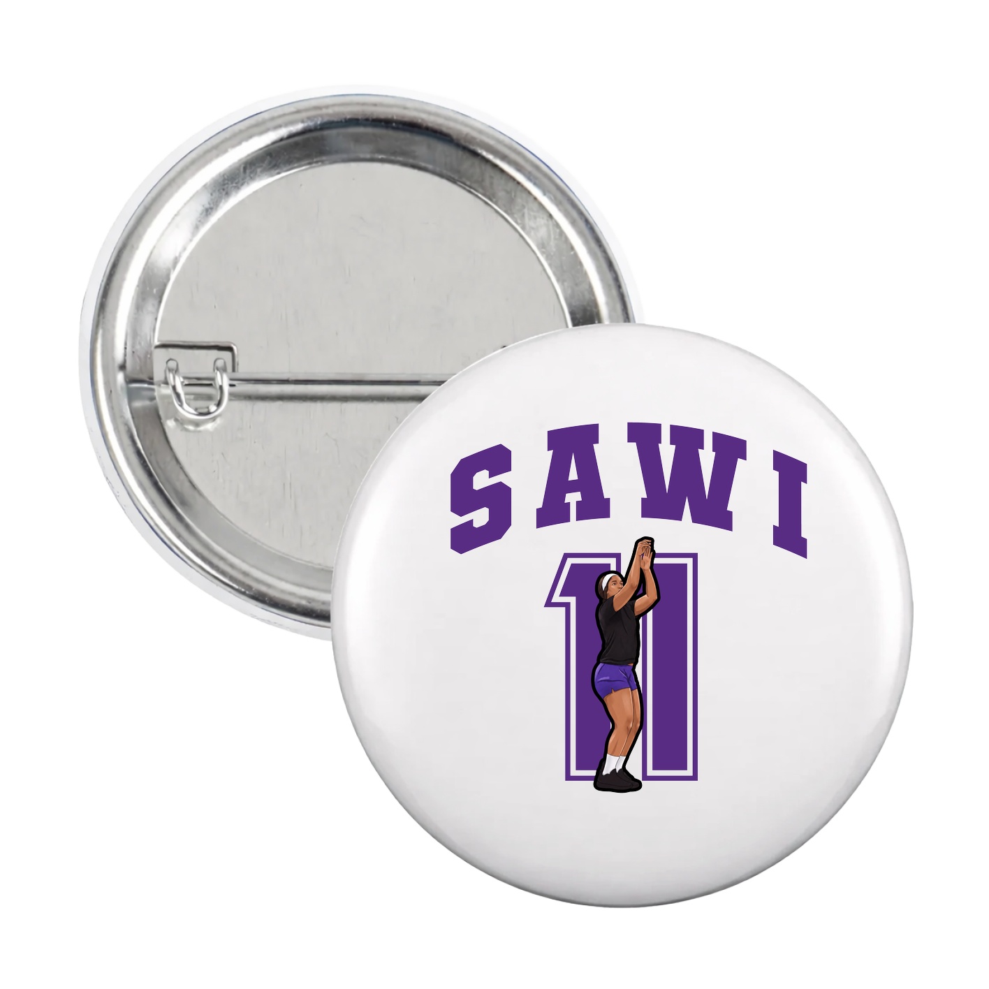 Game Day Button — Number in White