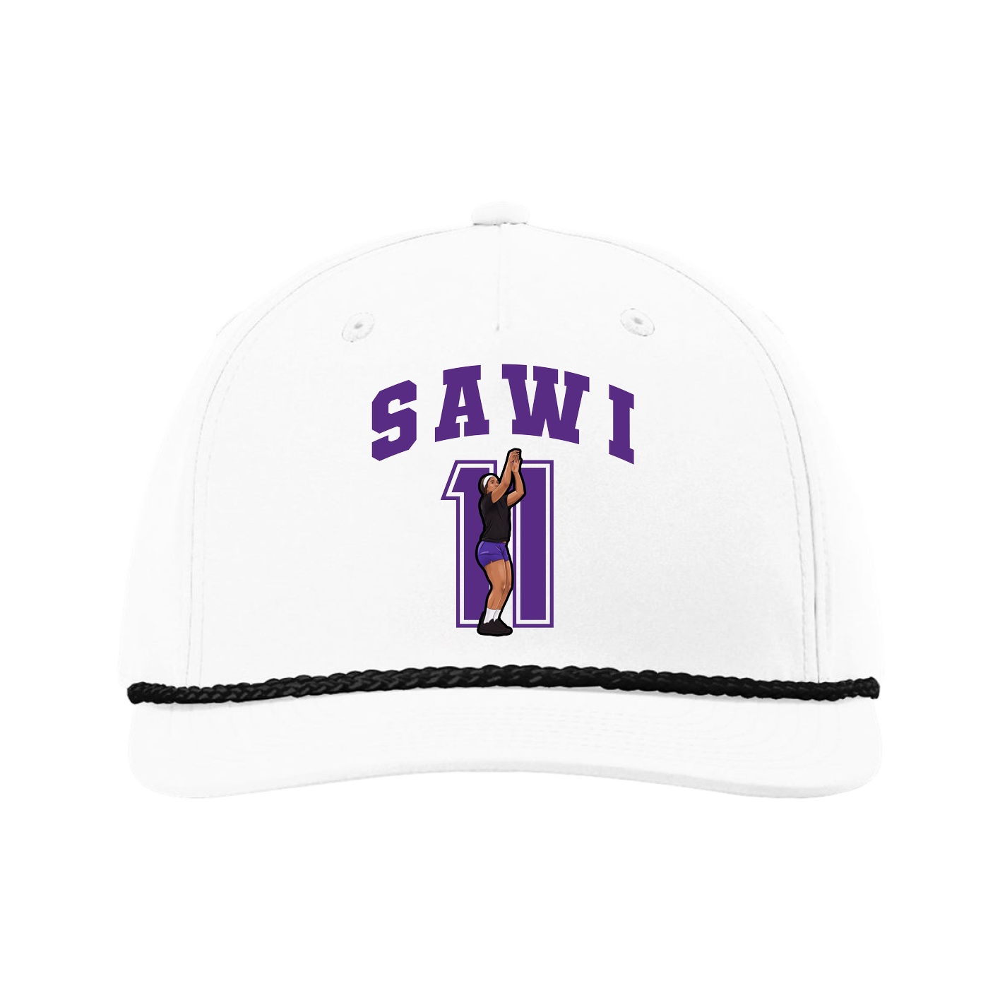 Five-Panel Classic Rope Cap — Number in White