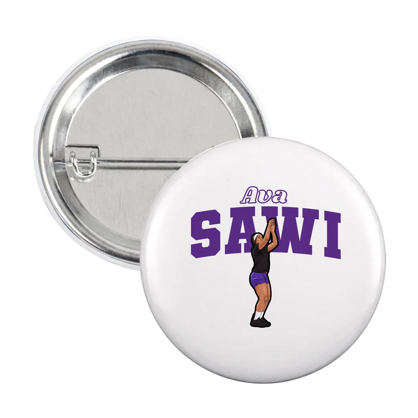 Game Day Button — Name Arch in White