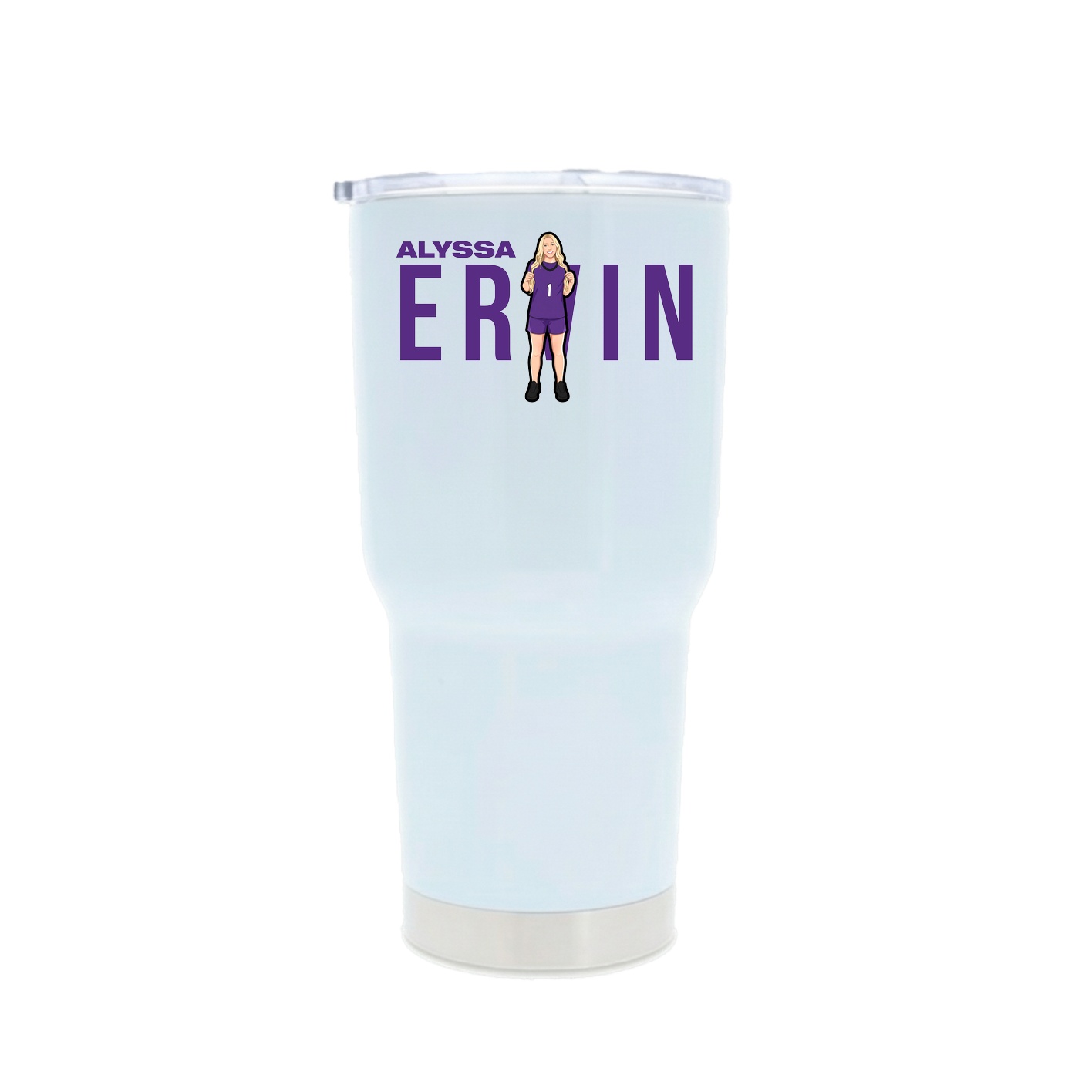 30oz Stainless Steel Tumbler — Player Name in White