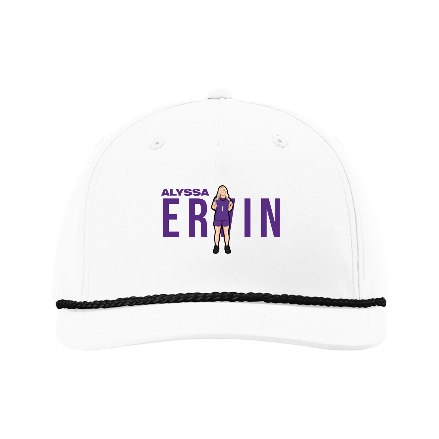 Five-Panel Classic Rope Cap — Player Name in White