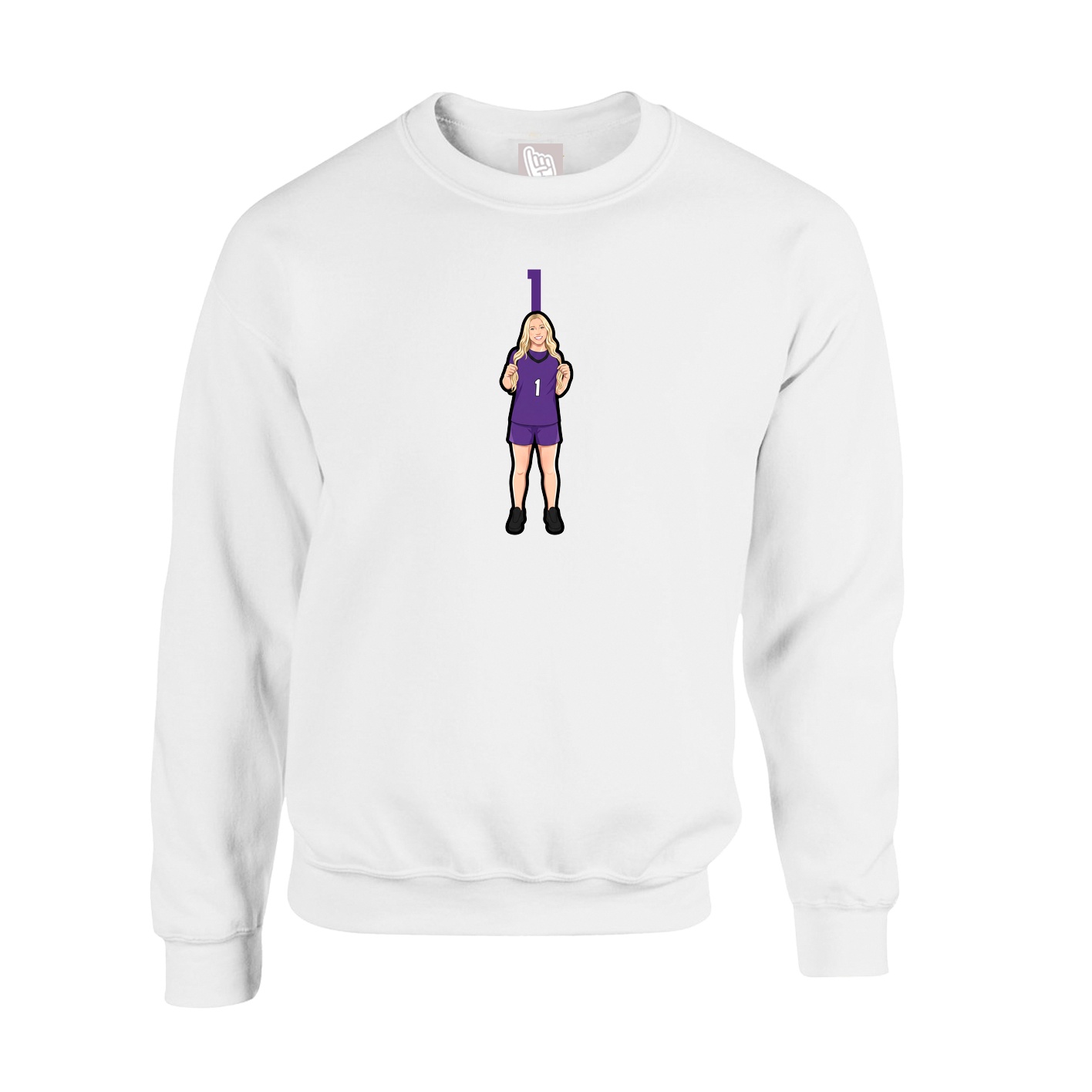 Fleece Crew — Number Top in White