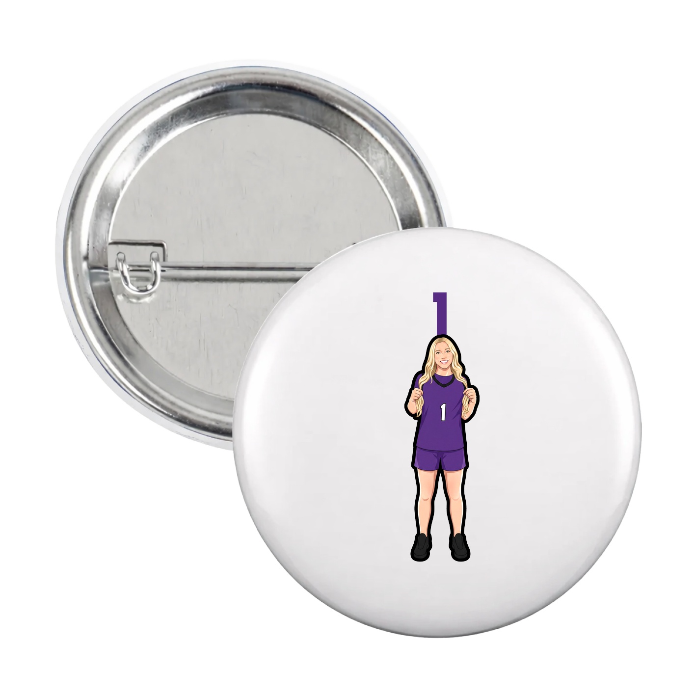 Game Day Button — Number Top in White