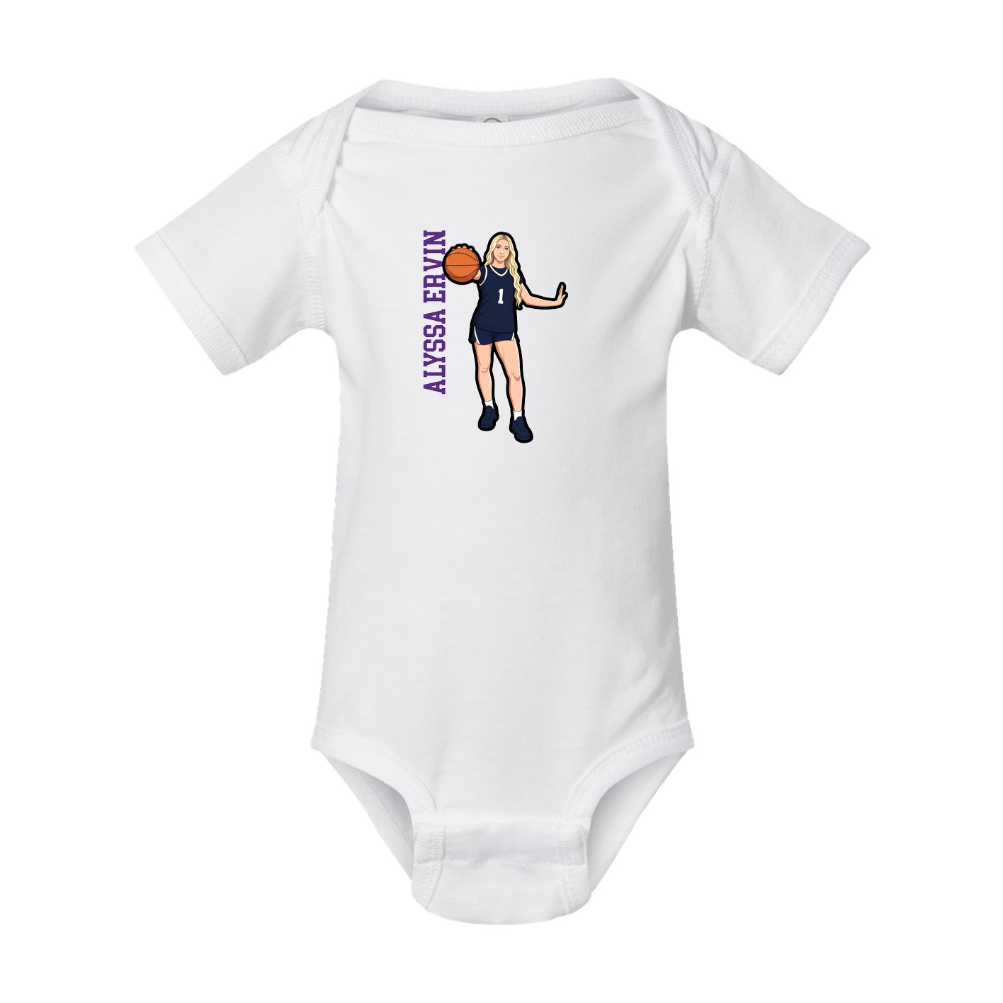 Baby Onesie — Name Vertical in White