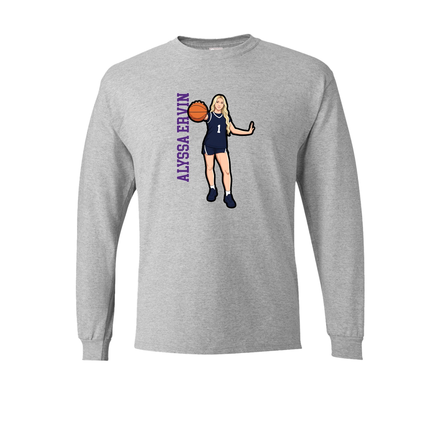 Long Sleeve Tee — Name Vertical in Grey