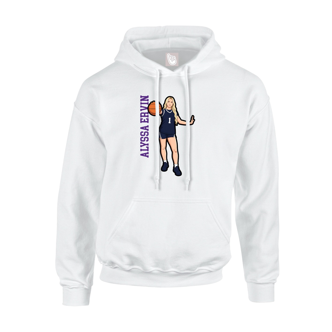 Hoodie — Name Vertical in White